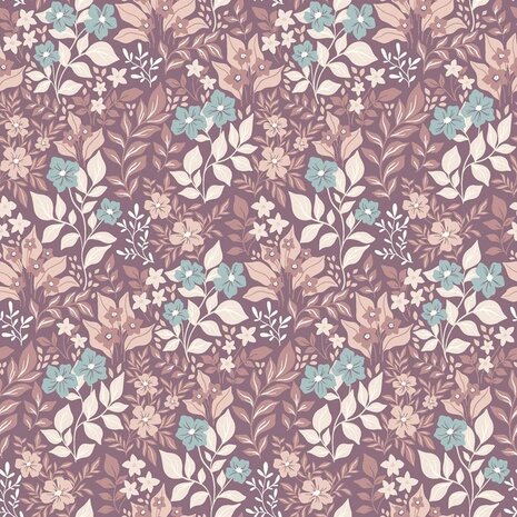 Jursie mauve bloemen tricot KicKenStoffen