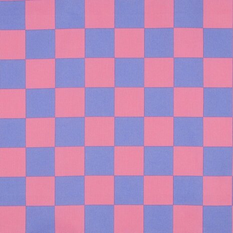 roze blauw Blokken ruiten GECOAT katoen