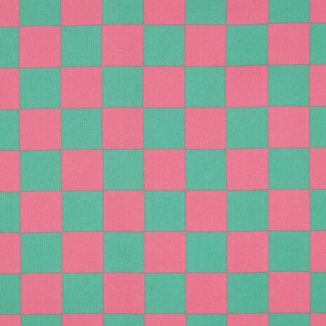 groen roze Blokken ruiten GECOAT katoen