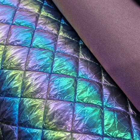 multicolor Kayra gewatteerde jassen stof met zachte glitter jogging mauve van KicKenStoffen