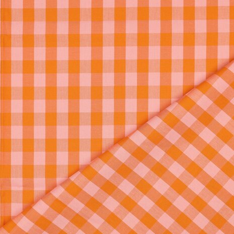 yarn dyed checks orange salmon KicKenStoffen 03511.003