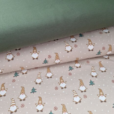 gnomes tricot x-mas beige met army baby jogging KicKenStoffen
