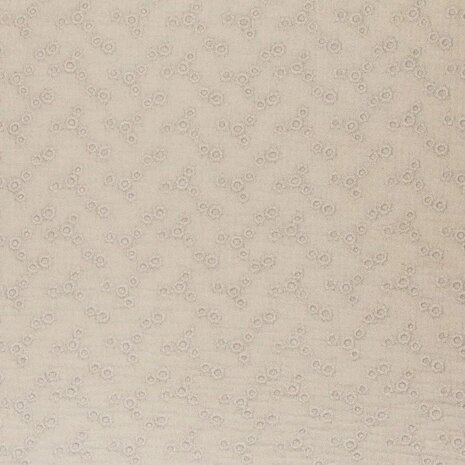 Beige Double Gauze Fabric Embroidered - Millefleurs van KicKenStoffen