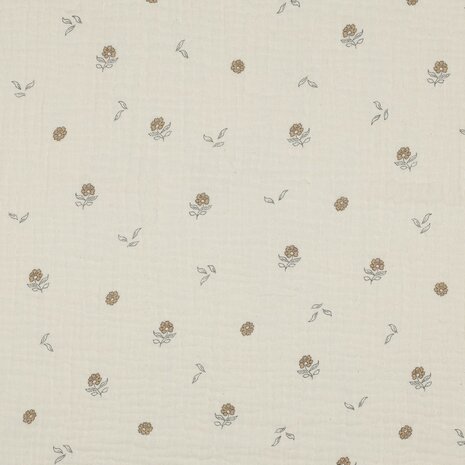 natural beige bloempjes hydrofiel KicKenStoffen