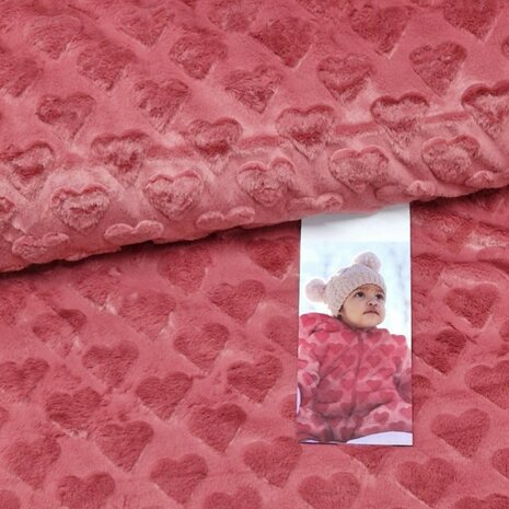 imitatie bont roze rouge harten KicKenStoffen