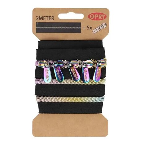 regenboog metallic rits 23669-6