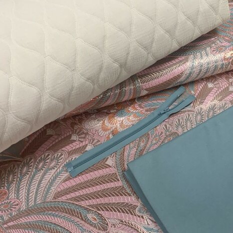 jacquard stof met bijpassende voeringstof - ritsen - boordstof vintage mint groen - veren - met natural gevoerde hydrofiel _ ki