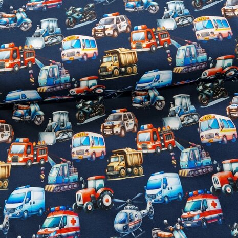 digitale french terry transport-voertuigen KicKenStoffn