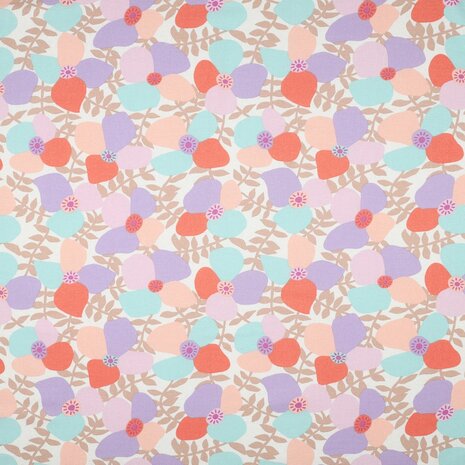 Vanilla Violet Lema Poppies Linnen viscose - KicKenStoffen Nerida Hansen