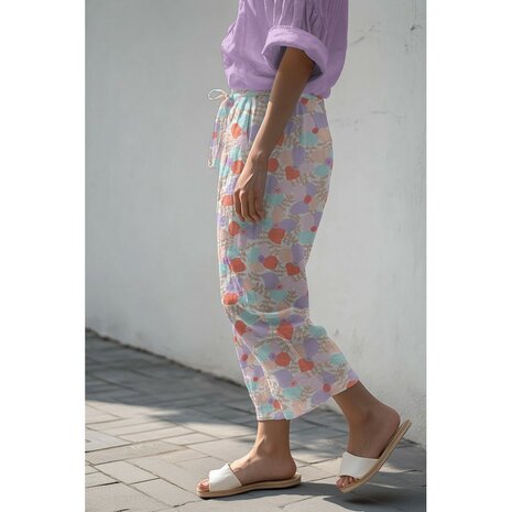 Vanilla Violet Lema Poppies Linnen viscose - KicKenStoffen Nerida Hansen
