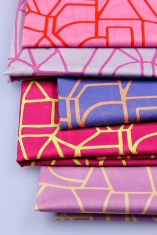 roze rood Steden strepen - voile katoen Nerida Hansen *S