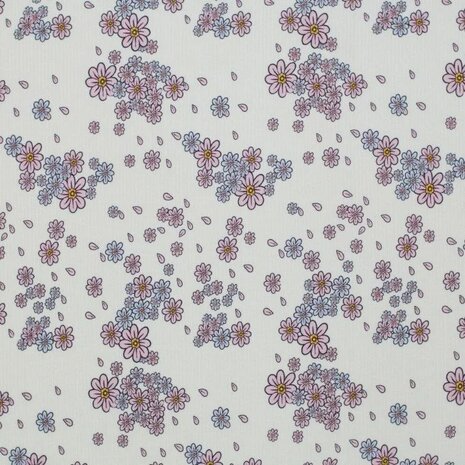 ribtricot soft bloembladeren KicKenStoffen - BEEBSstofjes
