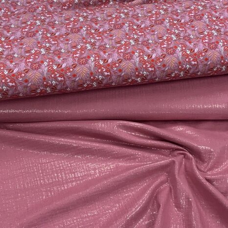 oud roze d. glitter uni hydrofiel met tricot 4160241 - KicKenStoffen