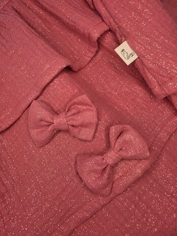 oud roze d. glitter uni hydrofiel jurk close up gemaakt door mbym.sewing - kickenstoffen