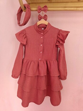 oud roze d. glitter uni hydrofiel verjaardagsjurk gemaakt door mbym.sewing - kickenstoffen