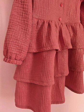 oud roze d. glitter uni hydrofiel verjaardags jurk gemaakt door mbym.sewing - kickenstoffen