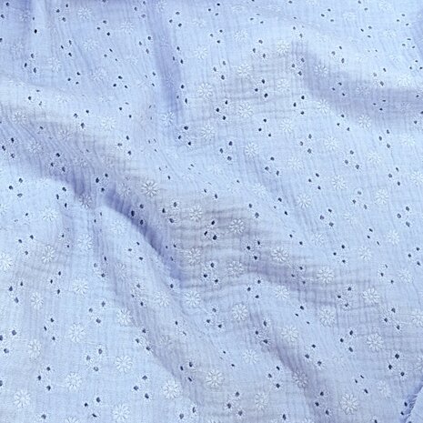 broderie hydrofiel blauw - kickenstoffen