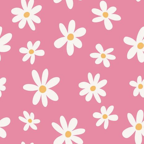 Jursie katoentjes vrolijke kleurtjes  grote roze bloemen - KicKenStoffen 23727-013