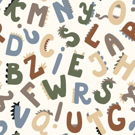 Jursie katoen alfabet letters - KicKenStoffen 23722