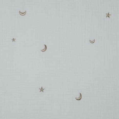 off white broderie hydrofiel moon and stars van KicKenStoffen