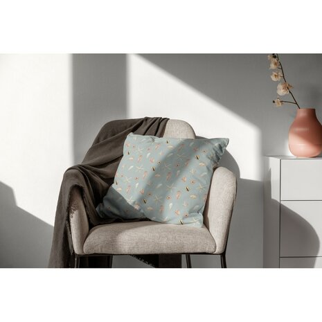 groen mint cacao beige taupe Maritiem zee dieren en schelpen - digitaal canvas katoen *S