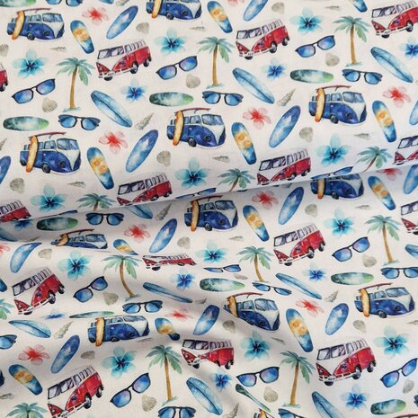 vw busjes beach hippie Udi katoen BEEBSstofjes
