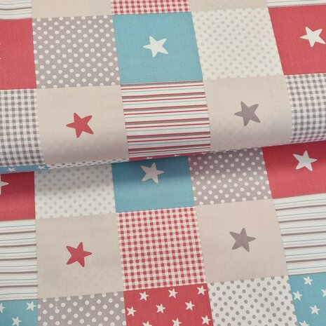 Udi katoen patchwork sterren pip BEEBSstofjes