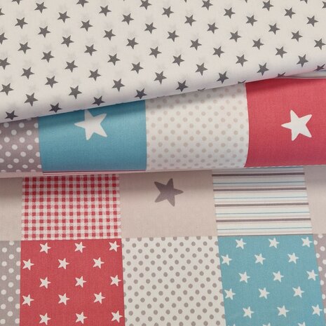 wit grijze sterren met  Udi katoen patchwork sterren pip BEEBSstofjes