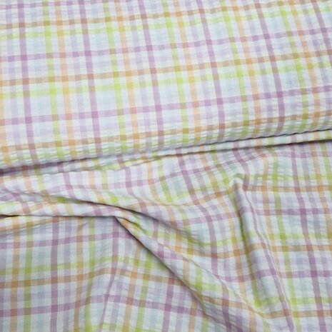 seersucker ruit pastel kleuren Poppy -KicKenStoffen