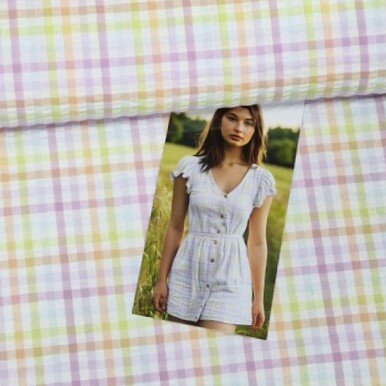 seersucker ruit pastel kleuren Poppy -KicKenStoffen