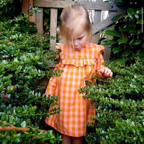 odeline jurk iris may - poppy ruiten katoen - door naaiattelier Anna