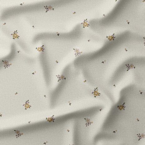 beige bloem corduroy extra fijne rib van KicKenStoffen 94529