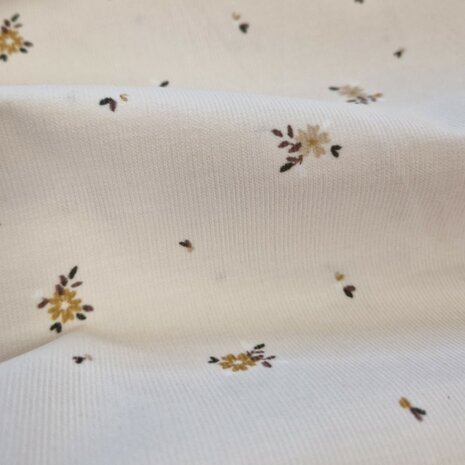 beige bloem corduroy extra fijne rib van KicKenStoffen 94529