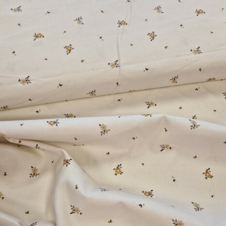 beige bloem corduroy extra fijne rib van KicKenStoffen 94529