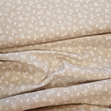 beige bloem corduroy extra fijne rib van KicKenStoffen 94528