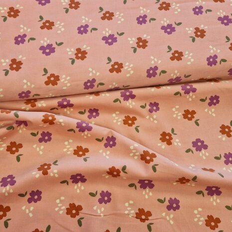 roze gekleurde bloem corduroy extra fijne rib van KicKenStoffen 96751
