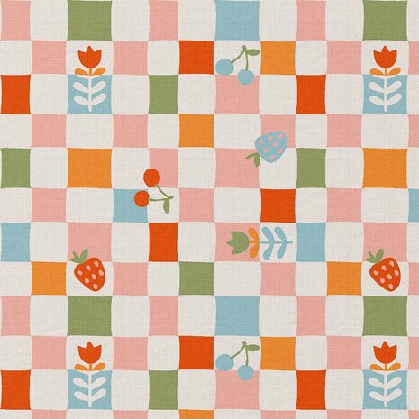 ruit fruit bloem poplin katoen swessie - KicKenStoffen