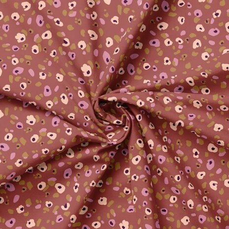 panterprint claypink voile poplin katoen swessie - KicKenStoffen