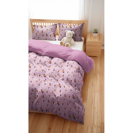 dekbed prinsessen met eenhoorns lila violet - poppyfabrics