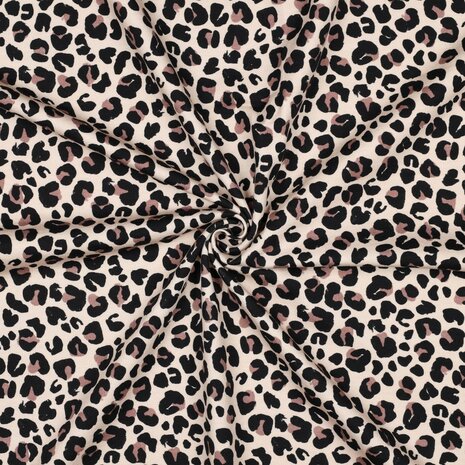 French terry panterprint Happy Faces van KicKenStoffen