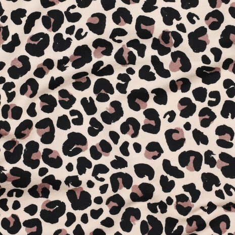 French terry panterprint Happy Faces van KicKenStoffen