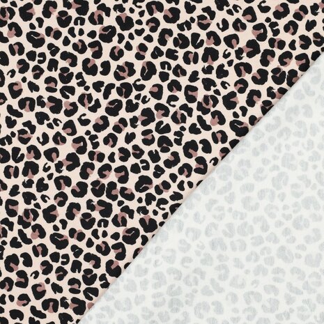 French terry panterprint Happy Faces van KicKenStoffen