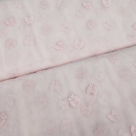 nylon mesh &amp; embroidery bow tie baby rose KicKenStoffen