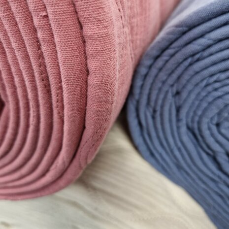 gevoerde hydrofiel blauw en natural en roze rond KicKenStoffen