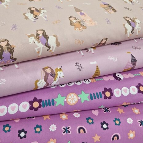 dream peace love en eenhoorn prinses katoentjes KicKenStoffen