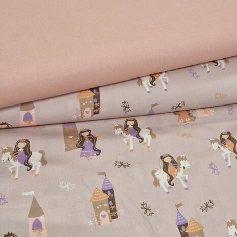 eenhoorn prinses met uni katoen nude salmon KicKenStoffen