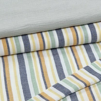 strepen hydrofiel dubbelzijdig met effen vintage mint pastel -  Poppy - KicKenStoffen