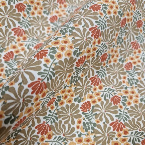  Blaadjes en Bloemen poplin katoen - KicKenStoffen