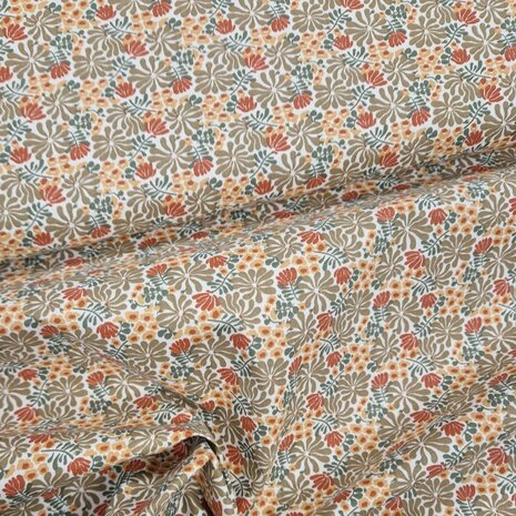  Blaadjes en Bloemen poplin katoen - KicKenStoffen