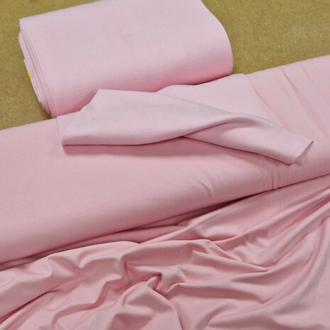licht roze boordstof met uni tricot 5160 - kickenstoffen
